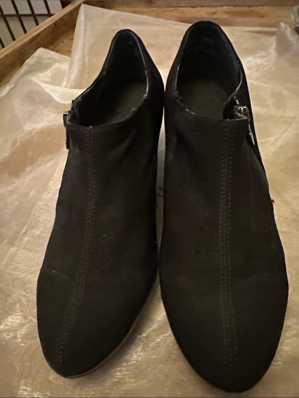 Women's Black Sueded Ankle Booties with Side Zip
